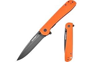 TONIFE Guiding Star Navaja Plegable con Clip de Bolsillo, Antideslizante EDC Cuchillo de Una Mano, Hoja 8Cr14MoV y Mango G10 para Cuchillo de Camping al Aire Libre (Naranja + Gris Titanio)