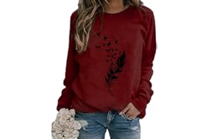 Lemooner Women's sportswear autumn and winter casual pullover top women's sportswear round neck printed long sleeved sportswear loose sportswear