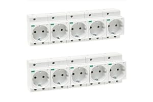 RSE Base para enchufes de 230 V/16 A, para carril DIN, armario de contadores, caja de distribución, 10 unidades