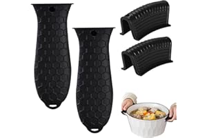 HIKPACKER 4 Asas de Silicona para Ollas, Mango Protector de Silicona para Sartén, Soporte para Cacerolas, Agarraderas de Cocina para Cacerolas, Woks y Planchas de Hierro Fundido