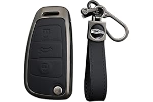 KUNIO Etui na klucze pasuje do Audi A1, A3, 8V, A4, A6, Q2, Q3, TT, TTS, RS, RS3, S3, Sline, ochrona kluczyka, stop cynku, breloczek do kluczy, 3 przyciski
