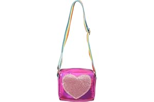 APRADAS Girl Shoulder Bag Handbags Love Heart Shape, Kids Girls Coin Purse Crossbody Bags Little Princess Shoulder Bags Rainbow Shoulder Strap For Shopping School Travel