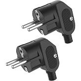 Angled Plug 2 Schuko Plug for 8-10 mm Cable European Socket 250 V (16 A) Grounding Contact Plug, Professional Socket with Scr