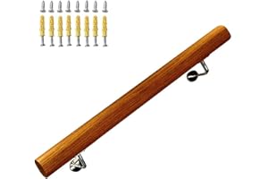GAOMMINI Pasamanos de madera para escaleras interiores Pasamanos de escalera de pared para el hogar, baño, pasillo, terraza, barandillas de escaleras con soportes de acero inoxidable, pasamanos ( Size : 240cm