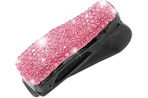 Whakano 2 Stück Glitzer Brillenhalter für Auto Sonnenblende aus Strass,Sonnenbrillen Halterung für Auto Visier Zubehör,Ticket-Kartenclip,das Auto im Innenbereich Zubehör,Rosa