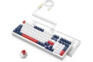 ATTACK SHARK K98 Przewodowa klawiatura do gier Hotswap Podświetlenie RGB z odłączanym metalowym zwijanym kablem USB C,mechaniczny czerwony przełącznik,programowalny sterownik,100 klawiszy (niebieski)