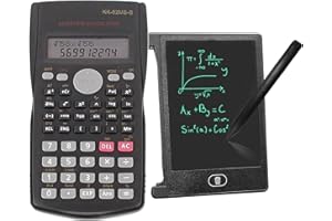 PEIXIONG KK-82MS-B/KK-82MS-D Calcolatrice Scientifica Portatile per Ingegneria con Tastiera Scrivibile Easerabile da 4,4 Pollici LCD, Calcolatrice Notepad Professionale Portatile per Ufficio, Scuola (Nero)
