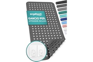 Engelbach® Tappeto vasca antiscivolo 88x40cm - Con 2 ganci per asciugatura rapida - Senza BPA, antimuffa, antibatterico e lavabile in lavatrice