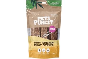 Pets Purest Chicken Strips, Air-Dried Chicken Dog Treats - 100% Natural, Grain Free, Low Fat, Raw Dog Treats Suitable for Puppy & Senior - 100g