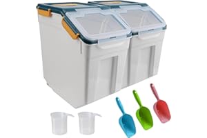 ANMOO Pet Food Storage Container Set of 2 22LBS Airtight Dog Food Storage Container Large Pet Food Container With Wheels BPA-Free Cat Food Container with Scoop For Dry Pet Food