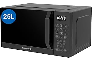 Microondas Daewoo MD-FA257GB-EU, con Grill, 25 Litros de Capacidad, 850W de Potencia, 8 Programas, 5 Niveles de Potencia, Panel Digital, Color Negro