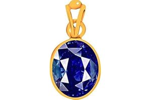Ramneek Jewels Divya Shakti 15.25-15.50 Carats Blue Sapphire Pendant/Locket (Nilam/Neelam Stone Panchadhatu Pendant) 100% Original AAA Quality Gemstone
