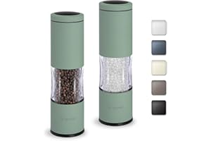 TLYSXPRO Salt and Pepper Grinder Set with Adjustable Coarseness | Manual Pepper Mill Grinder with Refillable Design | Ceramic Core | Kitchen Essential (2 Packs, Sage)