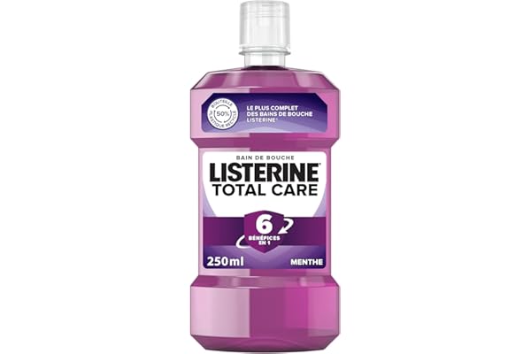Listerine Bain de Bouche Quotidien, Total Care 6 En 1, pour une Haleine Fraîche, Pas de saveur, Transparent, 250 ml