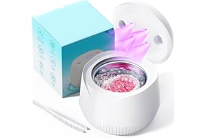 SIMNOBLE Ultrasonic U-V Cleaner for Dentures, Retainer, Mouth Guard, Aligner, Whitening Trays, Toothbrush Head, 45kHz Ultrasonic Retainer Cleaner Machine for All Dental Appliances, Jewelry, Diamonds (White)