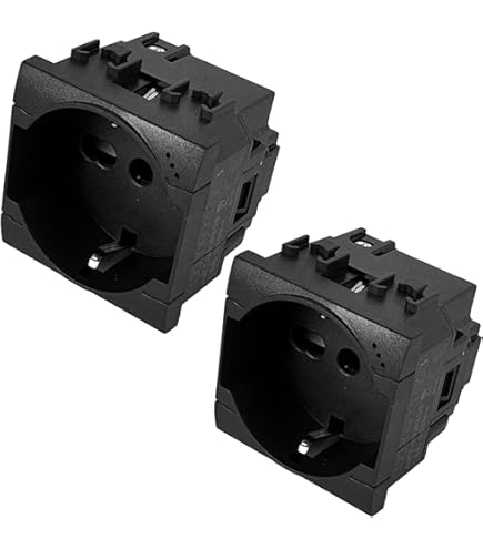 Base De Enchufe Bticino KG4141 Dark – 2P+TT 16A, 2 Módulos Living Now – Para Instalación Eléctrica, Sin Tapa