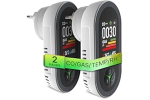MOES Rilevatore Monossido di Carbonio e Gas con Presa di Corrente - Rilevatore CO 4 in 1 con Sensore Temperatura & Umidità - Allarme Sonoro per GPL, Propano, Metano, Etano & CO - Per Casa e Camper