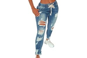 PEUIGNAO Vaqueros Rotos Mujer Cintura Alta Skinny Jeans Tiro Alto Mujer Tejanos Pantalon Vaquero Pitillo Roto Mujer Ripped Jean Mujer Pantalones Denim Mujer Fit Jeans Talle Alto Slim Pitillos Mujer