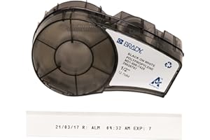 Brady Polypropylene Label Tape for Label Printers M210 & M211 – Chemical & Cryogenic Resistant Laboratory Labels – Black on White, Matte (12.70 mm x 6.4 m) – M21-500-7425