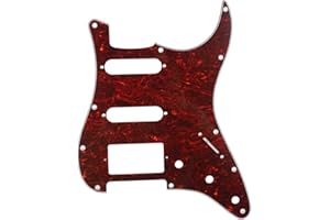 Musiclily HSS 11 Löcher Strat Schlagbrett Pickguard für Fender American/Mexican Standard Stratocaster Modern Style E-Gitarre,4 lagig Red Tortoise