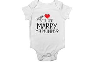 SHOPAGIFT Daddy Will You Marry My Mummy? Love Heart Valentines Proposal Cute Boys and Girls Baby Vest Bodysuit
