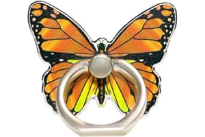 Kinizuxi Anneau de Support pour téléphone Portable réglable à 360°,Motif Papillon Anneau Universel en Alliage de Zinc pour Support Téléphone Tous Les Smartphones, iPhone -Orange