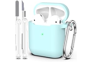 MHYALUDO Airpods Case Cover With Cleaning Kit & Keychain, Compatible With Apple AirPods 2nd Generation 2019, 1st Gen 2016, Soft Protective Case, Turquoise