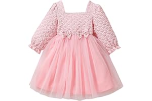 LUVCES Vestido de Tul para Niña Pequeña Volantes Mangas Estampado Floral Informal Vestido de Verano para Fiesta de Cumpleaños para Niñas 2 a 6 años