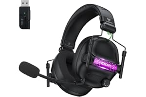 WESEARY WG2 Casque Gaming sans Fil, 2,4 GHz Casque Bluetooth sans Fil avec Micro pour PS5, PS4, PC, Switch, Mac, Mobile, Casque Gaming Pliable avec Son Stéréo et Éclairage LED, Batterie de 50h