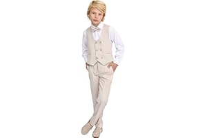 Lilax Boys’ Formal Suit Set, Boys Wedding Ring Bearer Outfit for Kids, Dresswear 4 Piece Suit Set