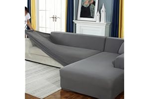 BOLUXIU Sofabezug, Eck Stretch-Sofabezug Stretch Sofabezug für 1/2/3/4 Sitzer（L-förmiges Ecksofa erfordert Zwei） (3 Sitzer：190-230cm, Grau)