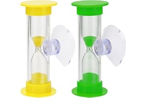 AZWOOD 2 pezzi clessidra conto alla rovescia con ventosa 2 minuti 3 minuti clessidra colorata sabbia timer clessidra set creativo plastica clessidra per bambini orologio dentale per aule casa gestione