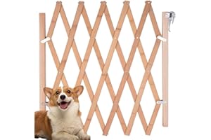 Urijk Barrière Extensible Bois Barrière de Protection Gate de séparé pour Petit ou Moyen Chien Clôture Réglable pour Animaux Domestiques