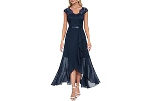 BBONLINEDRESS Bboninedress Robe de Soirée Cocktail Longue Asymétrique pour Mariage Invité Bal de Promo Anniversaire Cérémonie en Mousseline de Soie