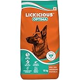 LICKICIOUS Optima Dry Dog Food Adult 10 KG | Chicken & Vegetable | Complete and Balanced Optimum Nutrition for Pedigree Dogs 