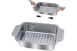 Gndigufa Estensibile Scolapasta da Lavello(34-44 cm), Filtro per Lavello Estensibile in Acciaio Inossidabile 304, Colino per Pasta di Verdure, Filtro per Lavello per Lavare Frutta e Verdura