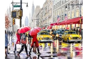 YEESAM ART Neuheiten Malen nach Zahlen Erwachsene Kinder, London Straße im Regen 40x50 cm Leinen Segeltuch, DIY ölgemälde Weihnachten Geschenke
