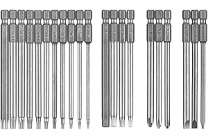CJBIN Puntas Atornillador Imantadas, 21 Pzas Juego de Puntas Torx T6-T40, Puntas de Torx de Seguridad Destornillador Bit, PH2, acero S2, Hexagonal Torx Tornillo, para Reparar Maquinaria, 100mm