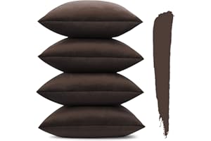 Sungeek Set of 4 Decorative Cushion Covers Solid Soft Velvet Pillow Covers with Invisible Zipper Square Throw Pillow Cases for Sofa Car Patio Bedroom Living Room 45x45cm Chocolate Brown