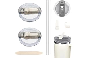 CHIHOLEN 2 tapas Stanley Cup a prueba de fugas, tapas de repuesto para vasos Stanley 30 oz,accesorios para Stanley, con 2 pajitas y 1 herramienta de desmontaje auxiliar (2 blanco crema)
