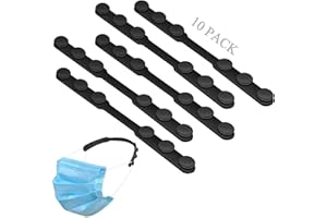 HITRENDS Extenseur de Sangle de Masque en Silicone avec Boutons, 10 Pièces D'extension de Masque Anti-Dérapant Réglable, Anti-Serrage Souple Eastique Sangle D'oreille Crochet Economiseur Protecteur - Noir