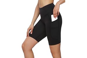 MOVE BEYOND Femme Shorts de Sport avec 2 Poches Taille Haute Leggings Court de Contrôle du Ventre Pantalon Yoga pour Fitness Jogging Gym