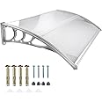 Door Canopy, Waterproof Front Door Canopy, 120 * 80 * 23cm Garden Canopies, Rain Awning Suitable for Door Porch, Outdoor, Roof, Patio (White)