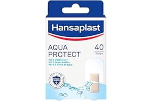 HANSAPLAST AQUA PROTECT - Pansements 100% Waterproof Aqua Protect - 100% Résistants à l'Eau - Pour Toutes Sortes De Petites Plaies - Pouvoir Adhésif Très Elevé - 40 Pansements Prédécoupés
