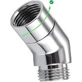 Shower Head Adapter, 135 Degree Solid Brass Shower Elbow Adapter, G1/2" Shower Head Extension Arm Connector (Chrome) (Swivel)