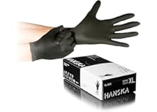 HANSKA 100 Guanti Monouso Nitrile Neri - Senza Polvere - Senza Lattice - Ideali per Tatuatori, Ambiti Medici, Centri Estetici