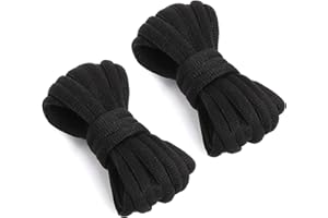 VSUDO Lacets Ovale pour Chaussures de Baskets, Lacets de Sport Demi-ronds, Oval Black Sport Laces, Lacets Chaussures de Course sur Route, Lacets Chaussures de Running pour Femme ou Homme