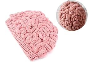 Gokame Gorro de punto unisex creativo hecho a mano, gorro de punto hecho a mano, gorro de pensamiento único, sombrero de Halloween rosa