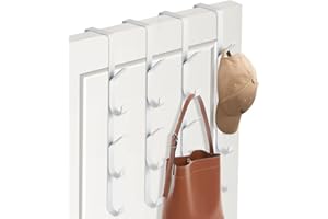 TAHBARSHI Türgarderobe, 4 Stück x 5 Haken, Edelstahl Türhakenleiste zum Einhängen universell vertikaler Türhaken, Handtuchhalter über der Tür, Edelstahl für Kleidung, Handtücher, Bademäntel, platzsparend