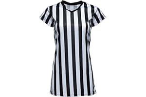 Murray Sporting Goods Damen V-Ausschnitt Schwarz und Weiß Streifen Schiedsrichter Shirt Offizielles Trikot für Refs, Schiedsrichter-Kostüm, Kellnerinnen und mehr